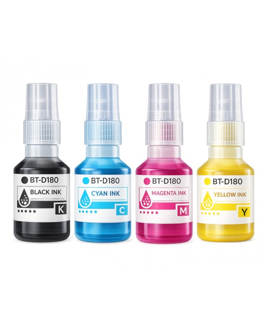 Compatible printer ink, ink bottles for Brother BT-D 180 (non-OEM) CMYK