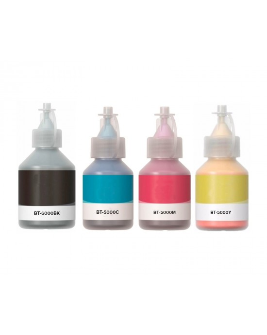 Set Compatible Printer Ink, Ink Bottle for Brother BT-6000, BT-5000 (non-OEM) CMYK